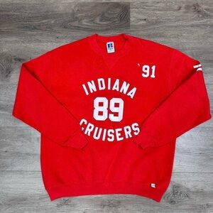 Russell Athletic Red Crewneck Sweatshirt with White 'Indiana Cruisers' Graphics
